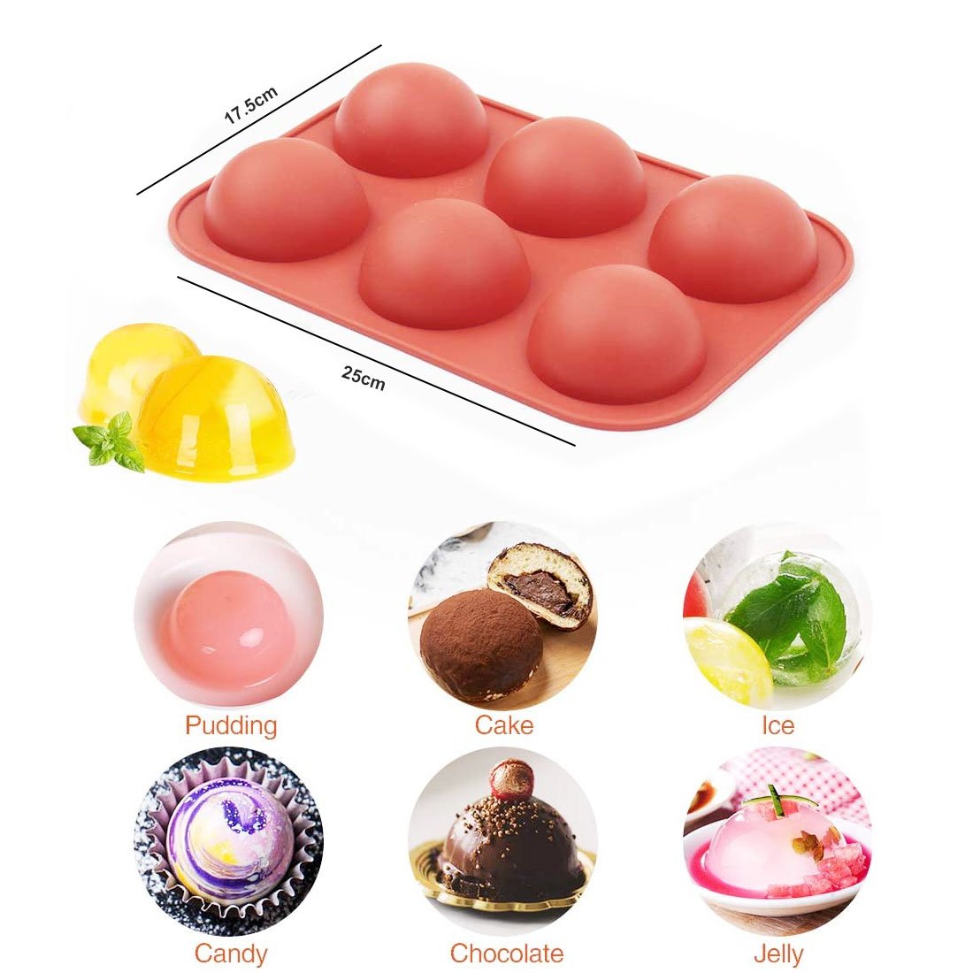 3306 Silicone 6-Cavity Half Circle Half Sphere Half Round Hemisphere Baking Mould Chocolate Desserts Ice Cream Bombs Soap (Random Colour) - SkyShopy 3306 Silicone 6-Cavity Half Circle Half Sphere Half Round Hemisphere Baking Mould Chocolate Desserts Ice Cream Bombs Soap (Random Colour) - SkyShopy